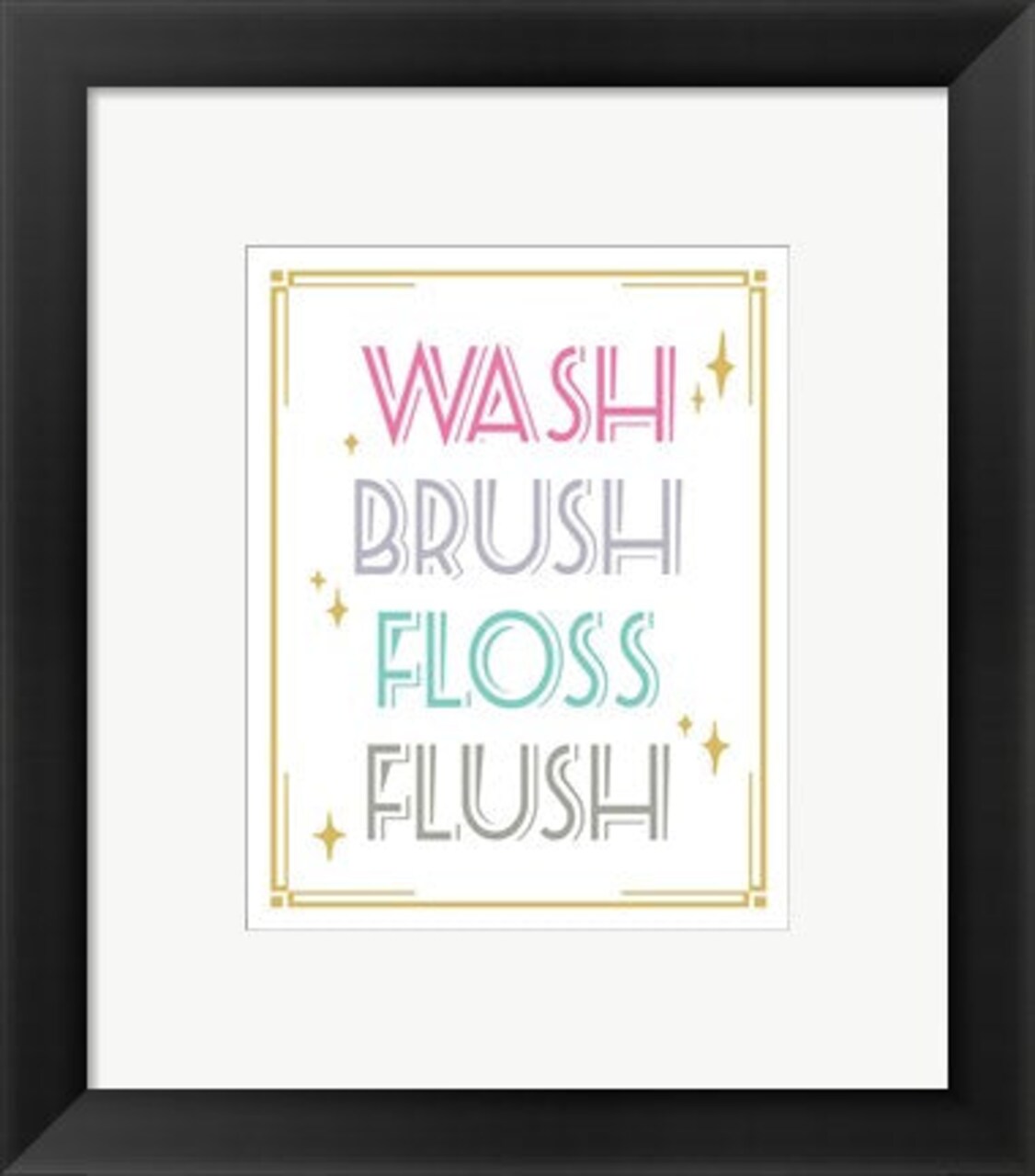 Framed Art Wash Brush Floss Flush Shark Pink Part II Wall Decor 18x24 Artwork